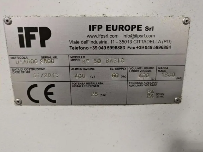 iFP Europe Srl KP50 H/MA Vacuum Parts Washer